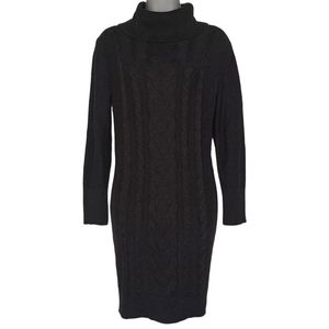 BANANA REPUBLIC Dark Gray Cable Knit Long Sleeve Stretchy Sweater Dress XSmall